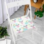 Gökkuşağı Ve Sevimli Fare Desenli Dijital Baskılı Özel Tasarım Modern Fermuarlı Sandalye Minderi Realhomes