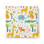 - Seamless pattern wild animals in jungle. Kids vector - Realhomes Sevimli Orman Hayvanları Desenli Dijital Baskılı Özel Tasarım Modern Fermuarlı Sandalye Minderi Realhomes