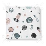 Uzay Temalı Gezegen Ve Roket Desenli Dijital Baskılı Özel Tasarım Modern Fermuarlı Sandalye Minderi Realhomes