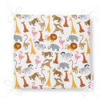 Orman Hayvanları Temalı Dijital Baskılı Özel Tasarım Modern Fermuarlı Sandalye Minderi Realhomes