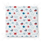 Denizci Temalı Çocuk Odası Dijital Baskılı Özel Tasarım Modern Fermuarlı Sandalye Minderi Realhomes