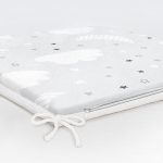 Gri Zeminde Yıldız Bulut Ve Ay Desenli Dijital Baskılı Özel Tasarım Modern Fermuarlı Sandalye Minderi Realhomes