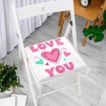 Puanlı Love You Dijital Baskılı Dijital Baskılı Fermuarlı Sandalye Minderi Realhomes