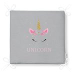 Gri Zeminde Unicorn Desenli Modern Fermuarlı Sandalye Minderi Realhomes