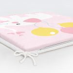 Pembe Zeminde Fil Motifli Özel Tasarımlı Dijital Baskılı Çocuk Odası Fermuarlı Sandalye Minderi Realhomes