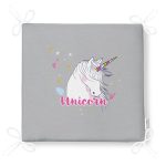 Gri Zeminli Unicorn At Desenli Özel Tasarım Modern Fermuarlı Sandalye Minderi Realhomes