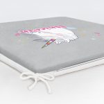 Gri Zeminli Unicorn At Desenli Özel Tasarım Modern Fermuarlı Sandalye Minderi Realhomes