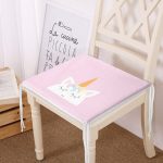 Pembe Zeminde Unicorn Desenli Modern Fermuarlı Sandalye Minderi Realhomes