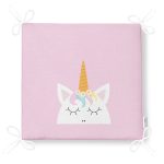 Pembe Zeminde Unicorn Desenli Modern Fermuarlı Sandalye Minderi Realhomes