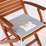 - Frm-4315-Gorsel-1 - Realhomes Gri Zeminde Unicorn Desenli Tasarımlı Dijital Baskılı Çocuk Odası Fermuarlı Sandalye Minderi Realhomes