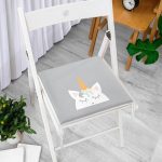 - Frm-4315-Gorsel-2 - Realhomes Gri Zeminde Unicorn Desenli Tasarımlı Dijital Baskılı Çocuk Odası Fermuarlı Sandalye Minderi Realhomes