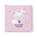 - Frm-4327p-Gorsel-4 - Realhomes Pembe Zeminde Unicorn Özel Tasarımlı At Motifli Modern Fermuarlı Sandalye Minderi Realhomes