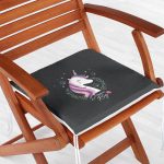 Siyah Zeminli Magic Unicorn Tasarımlı Modern Fermuarlı Sandalye Minderi Realhomes