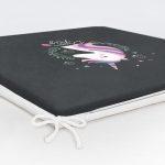 Siyah Zeminli Magic Unicorn Tasarımlı Modern Fermuarlı Sandalye Minderi Realhomes