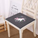 Siyah Zeminde Unicorn Sevimli At Çocuk Odası Fermuarlı Sandalye Minderi Realhomes