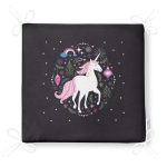 Siyah Zeminde Unicorn Sevimli At Çocuk Odası Fermuarlı Sandalye Minderi Realhomes