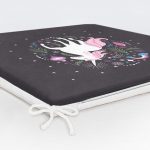 Siyah Zeminde Unicorn Sevimli At Çocuk Odası Fermuarlı Sandalye Minderi Realhomes