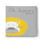 - Frm-4381g-Gorsel-4 - Realhomes Gri Zeminde Hungry Aslan Motifli Dijital Baskılı Bebek Odası Fermuarlı Sandalye Minderi Realhomes