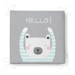 Gri Zeminde Sevimli Ayıcık Motifli Modern Fermuarlı Sandalye Minderi Realhomes