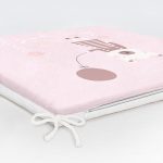 Pembe Zeminde Balon ve Ayıcık Desenli Bebek Odası Fermuarlı Sandalye Minderi Realhomes