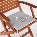 - Frm-4421-Gorsel-1 - Realhomes Gri Zeminde Unicorn Motifli Modern Fermuarlı Sandalye Minderi Realhomes