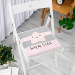 - Frm-4501-Gorsel-2 - Realhomes Little Star Yazılı Yıldız Desenli Özel Tasarımlı Dijital Baskılı Çocuk Odası Fermuarlı Sandalye Minderi Realhomes