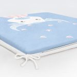 Mavi Zemin Sevimli İnek Ve Kuş Özel Tasarımlı Dijital Baskılı Çocuk Odası Fermuarlı Sandalye Minderi Realhomes