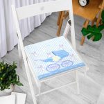 - Frm-4545-Gorsel-2 - Realhomes Mavi Bebek Arabası Tavşan Desenli Özel Tasarımlı Dijital Baskılı Çocuk Odası Fermuarlı Sandalye Minderi Realhomes