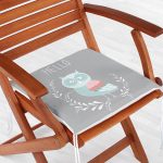 - Frm-4609-Gorsel-1 - Realhomes Gri Zemin Sevimli Baykuş Desenli Özel Tasarımlı Dijital Baskılı Modern Fermuarlı Sandalye Minderi Realhomes