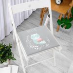 - Frm-4609-Gorsel-2 - Realhomes Gri Zemin Sevimli Baykuş Desenli Özel Tasarımlı Dijital Baskılı Modern Fermuarlı Sandalye Minderi Realhomes