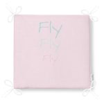 Pembe Zeminde Renkli Fly Yazılı Özel Tasarımlı Dijital Baskılı Çocuk Odası Fermuarlı Sandalye Minderi Realhomes