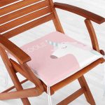 - Frm-4653-Gorsel-1 - Realhomes Pembe Zemin Cool Yazılı Unicorn Baskılı Dijital Baskılı Çocuk Odası Fermuarlı Sandalye Minderi Realhomes