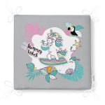 Gri Zemin Tatil Temalı Unicorn Desenli Dijital Baskılı Modern Fermuarlı Sandalye Minderi Realhomes