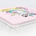 Pembe Zemin Tatil Temalı Sevimli Kedi Desenli Dijital Baskılı Modern Fermuarlı Sandalye Minderi Realhomes