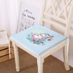 Mavi Zemin Tatil Temalı Unicorn Desenli Dijital Baskılı Modern Fermuarlı Sandalye Minderi Realhomes