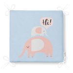 Mavi Zeminde Anne Ve Yavru Fil Motifli Dijital Baskılı Çocuk Odası Fermuarlı Sandalye Minderi Realhomes