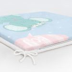 Mavi Zeminde Sevimli Fil Desenli Dijital Baskılı Çocuk Odası Fermuarlı Sandalye Minderi Realhomes