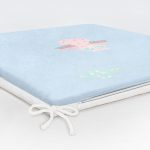 Mavi Zeminli Sevimli Baykuş Motifli Özel Tasarımlı Dijital Baskılı Çocuk Odası Fermuarlı Sandalye Minderi Realhomes