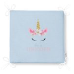 Mavi Zeminde Unicorn Desenli Özel Tasarımlı Dijital Baskılı Çocuk Odası Fermuarlı Sandalye Minderi Realhomes