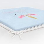 Mavi Zeminde Unicorn Desenli Özel Tasarımlı Dijital Baskılı Çocuk Odası Fermuarlı Sandalye Minderi Realhomes