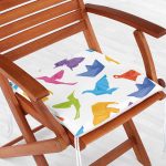 Realhomes Beyaz Zeminli Origami Sanatı Dijital Baskılı Modern Sandalye Minderi Realhomes