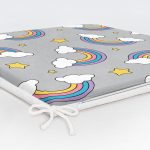 Realhomes Gri Zeminde Unicorn Gökkuşağı Dijital Baskılı Modern Fermuarlı Sandalye Minderi Realhomes