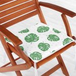 - Frm-4953-Gorsel-1 - Realhomes  Realhomes Beyaz Zeminde Yapraklar Dijital Baskılı Modern Sandalye Minderi Realhomes