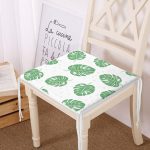 - Frm-4953-Gorsel - Realhomes  Realhomes Beyaz Zeminde Yapraklar Dijital Baskılı Modern Sandalye Minderi Realhomes