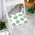 - Frm-4953-Gorsel-2 - Realhomes  Realhomes Beyaz Zeminde Yapraklar Dijital Baskılı Modern Sandalye Minderi Realhomes