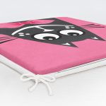 Çizgi Film Karakterli Pembe Zeminde Kedi Modern Fermuarlı Sandalye Minderi Realhomes