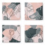 4'lü Pembe Zeminde Gül Ve Yaprak Desenli Fermuarlı Sandalye Minderi Seti Realhomes