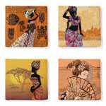 - RealHomes Fermuarlı Sandalye Minderi - Realhomes 4'lü Etnik Afrika Women Desenli Fermuarlı Sandalye Minderi Seti Realhomes