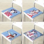 - RealHomes Fermuarlı Sandalye Minderi - Realhomes  4'lü Mavi Zemin Üzerimde Japon Kız Motifli Fermuarlı Sandalye Minderi Seti Realhomes