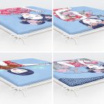 - RealHomes Fermuarlı Sandalye Minderi - Realhomes  4'lü Mavi Zemin Üzerimde Japon Kız Motifli Fermuarlı Sandalye Minderi Seti Realhomes